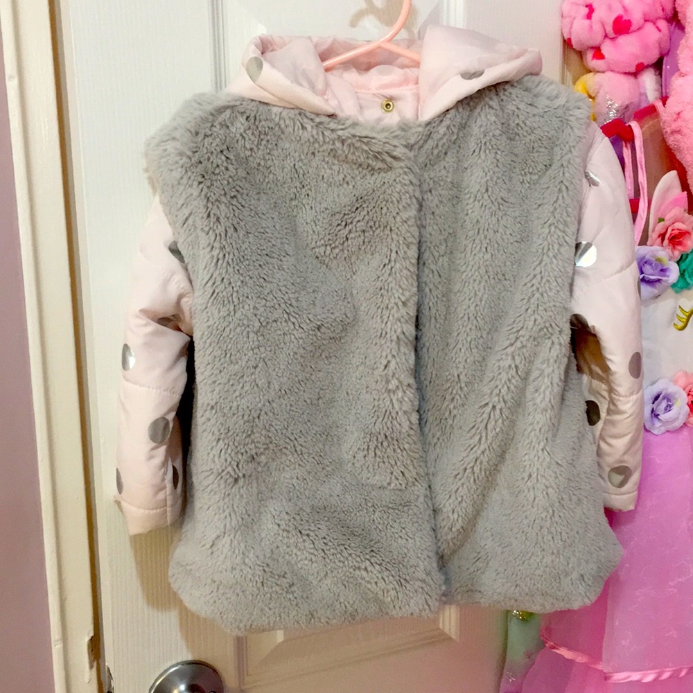 First Impressions foux fur winter jacket size 24M